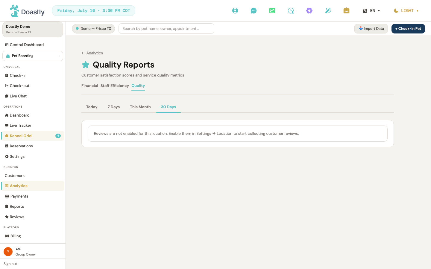 Quality analytics