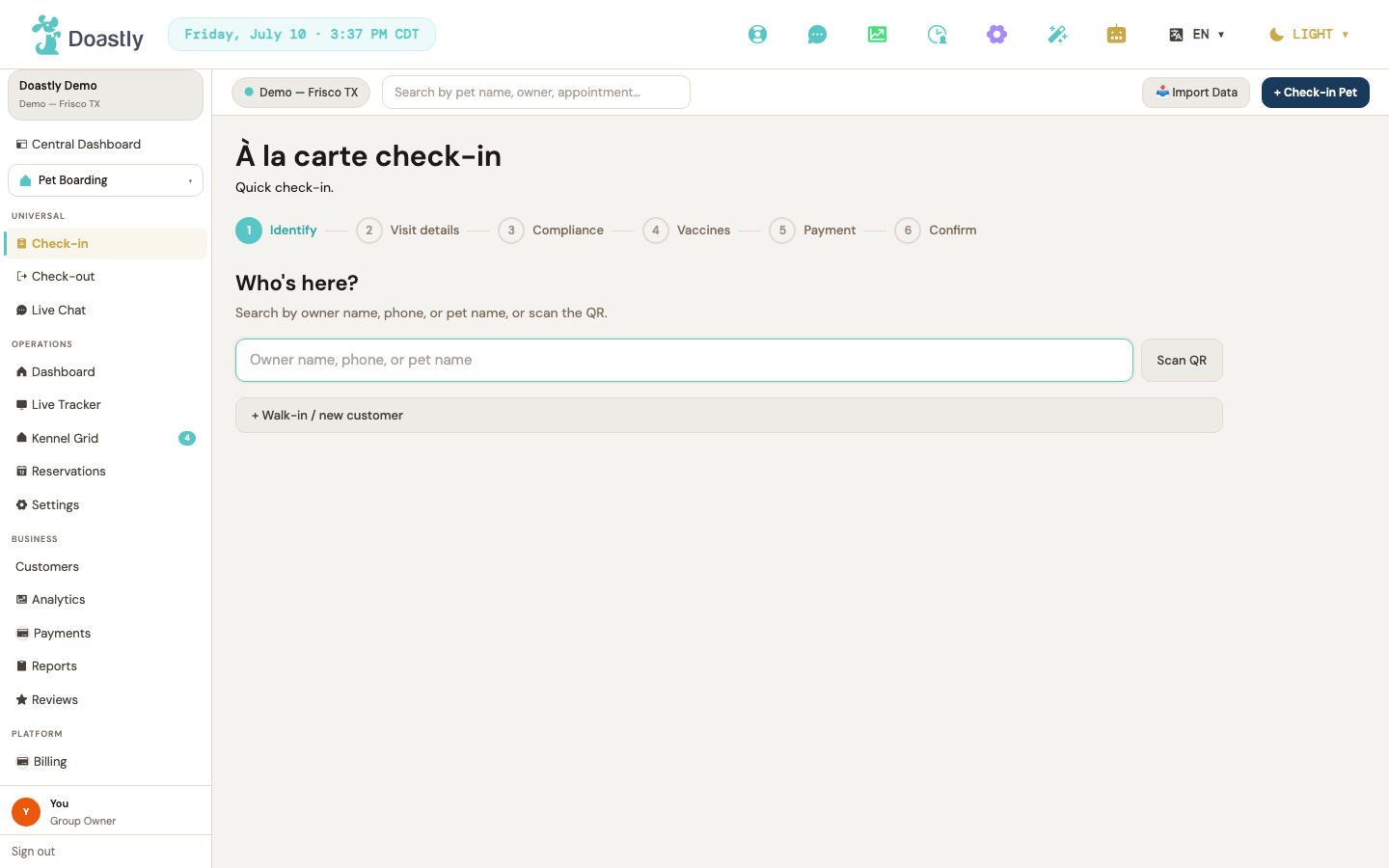 Boarding check-in flow