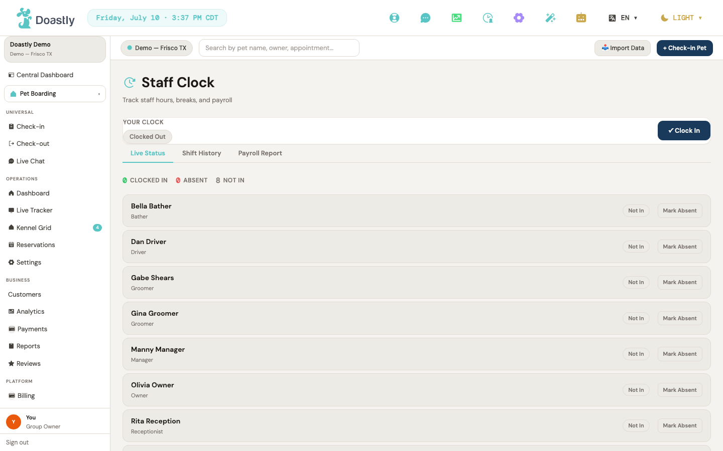 Staff clock