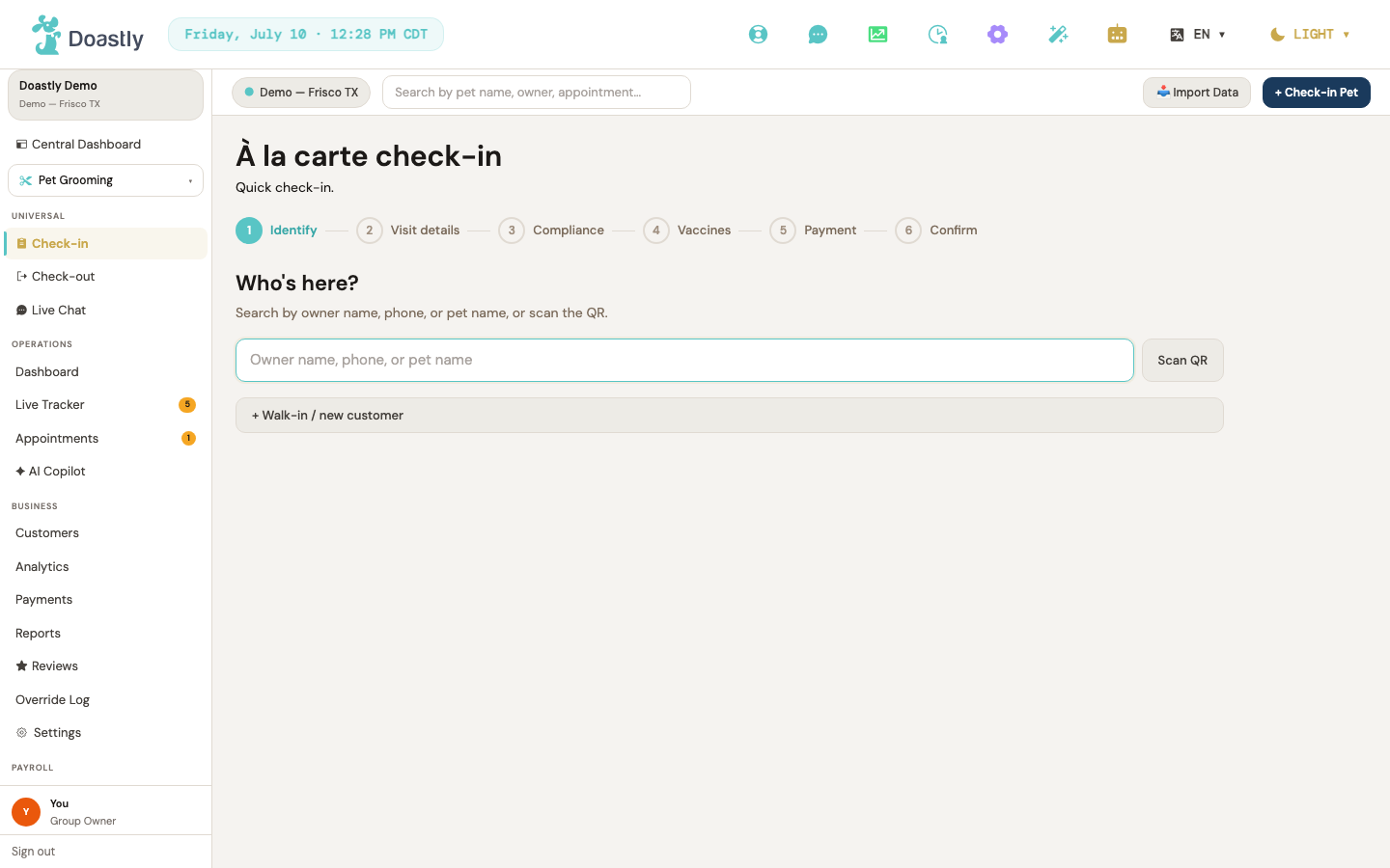 Daycare check-in flow