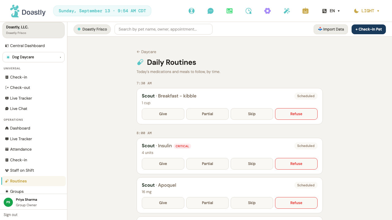 Daily Routines worklist