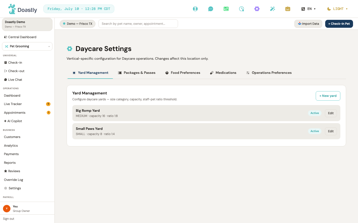 Daycare settings — hub