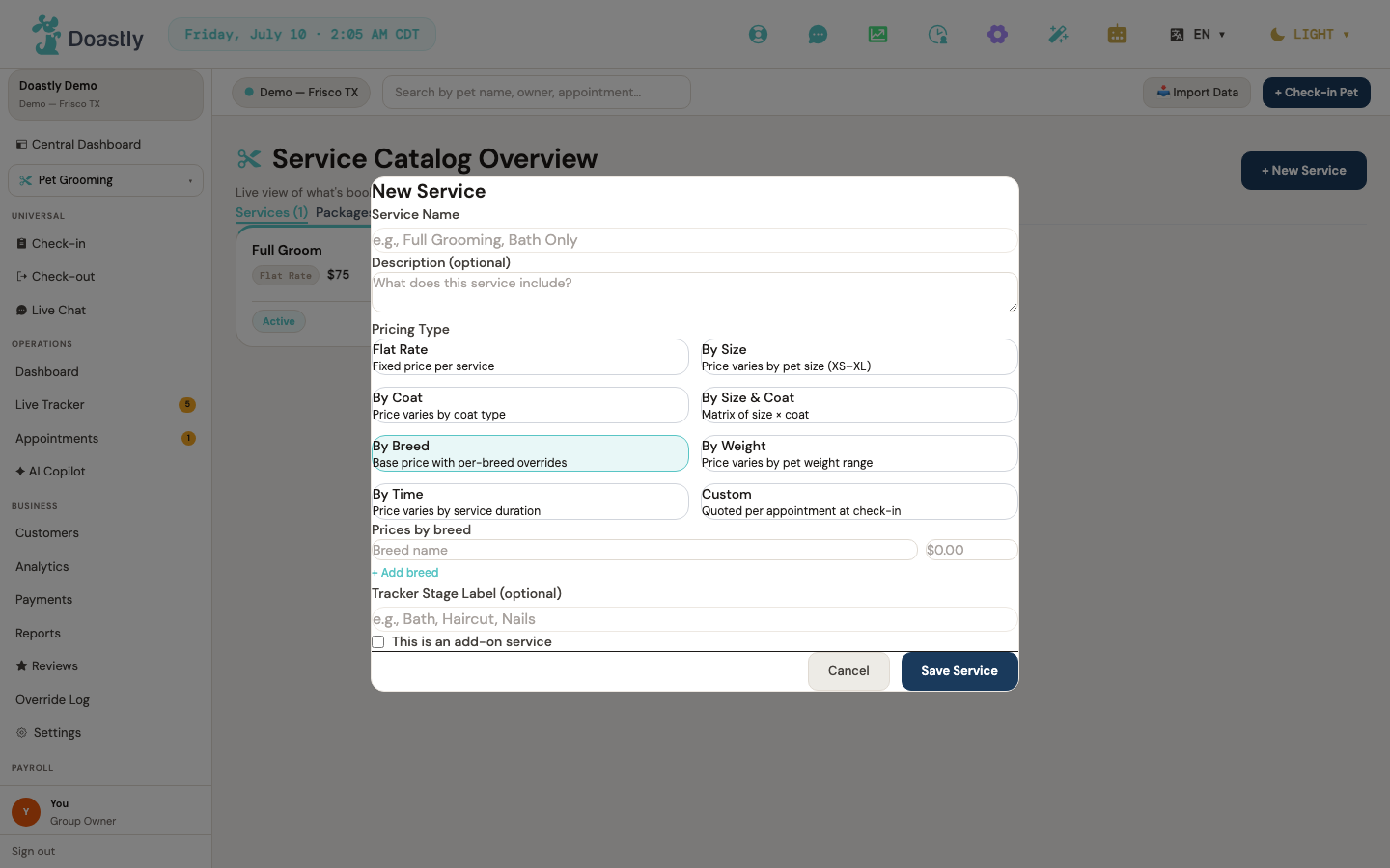 Pricing model — By Breed