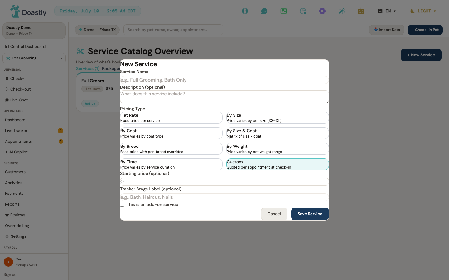 Pricing model — Custom