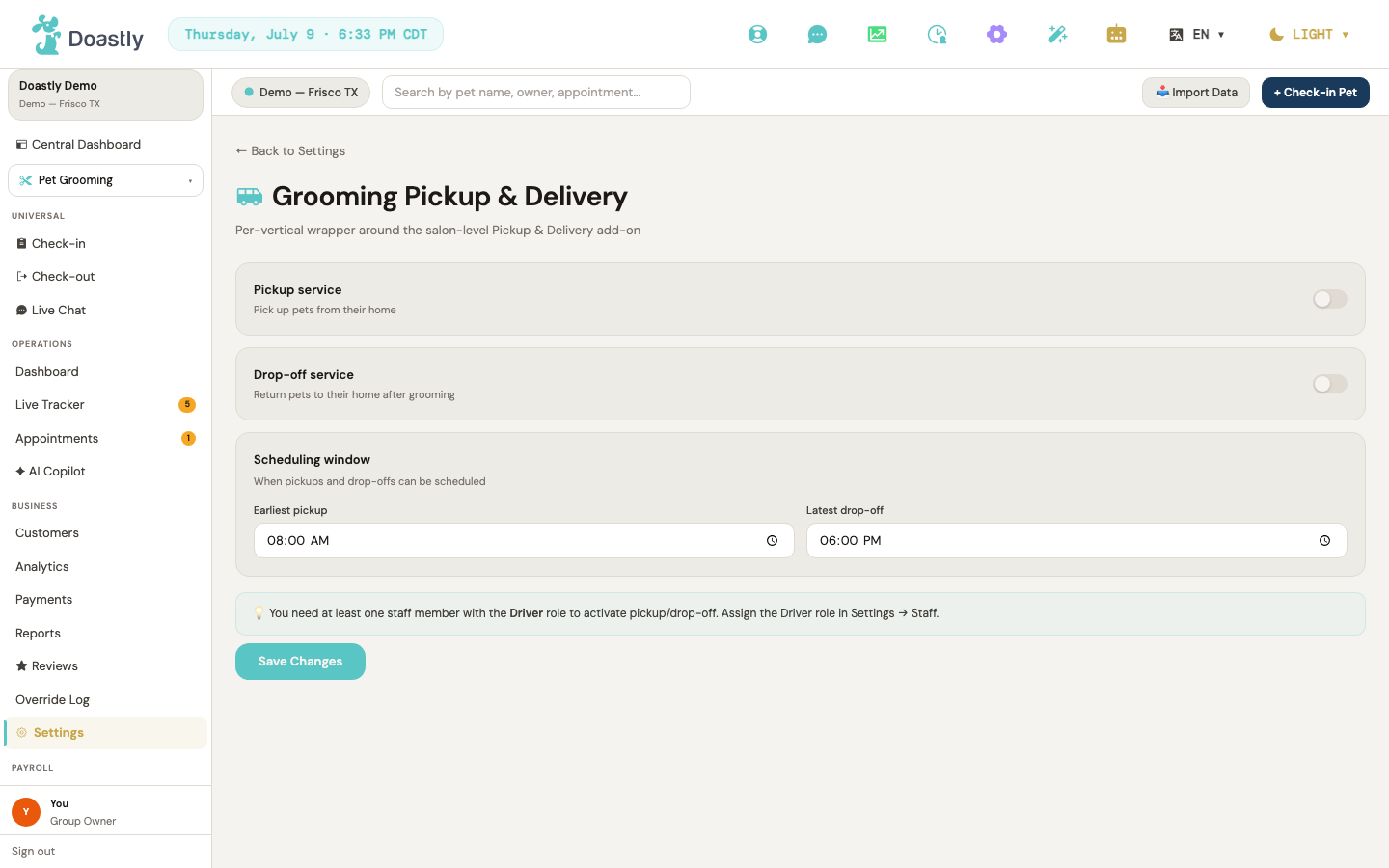 Pickup &amp; drop-off