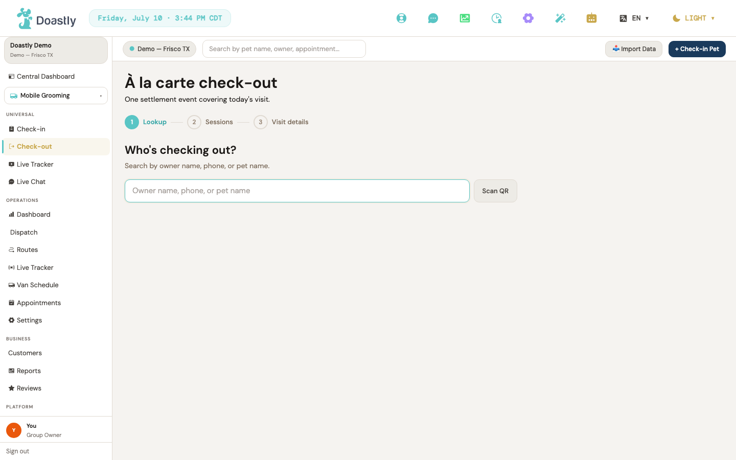 Mobile check-out flow