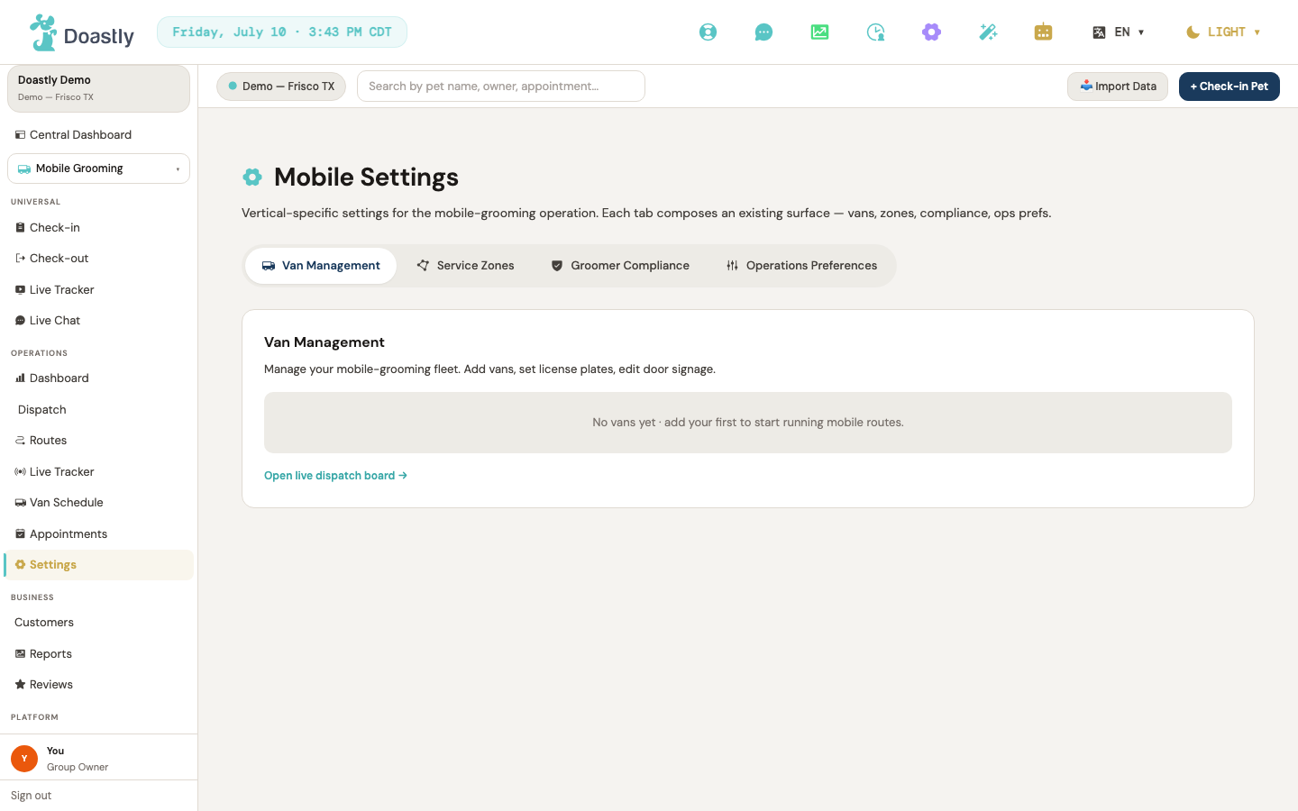 Settings hub