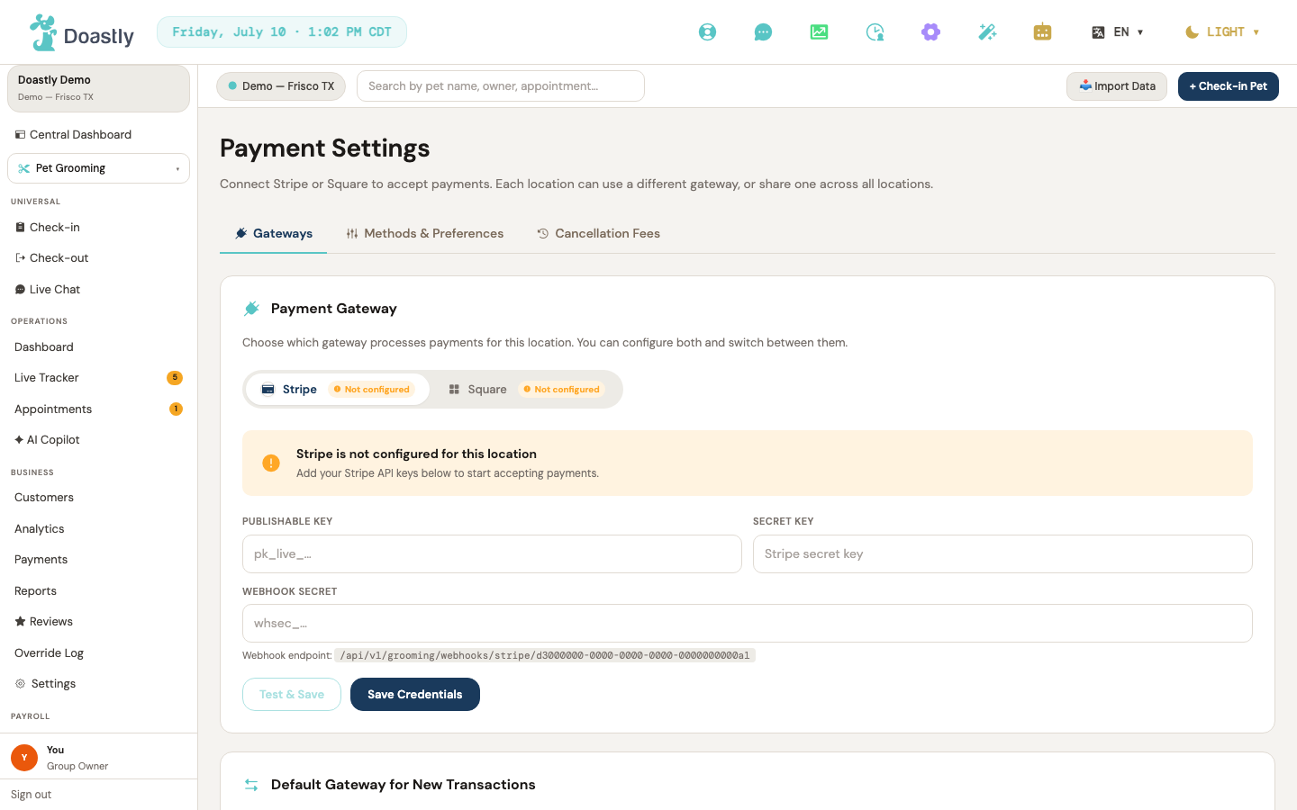 Payment gateways (BYOA)