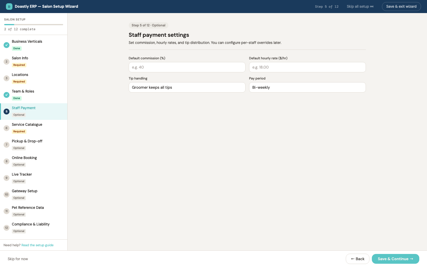 Step 5: Staff Payment