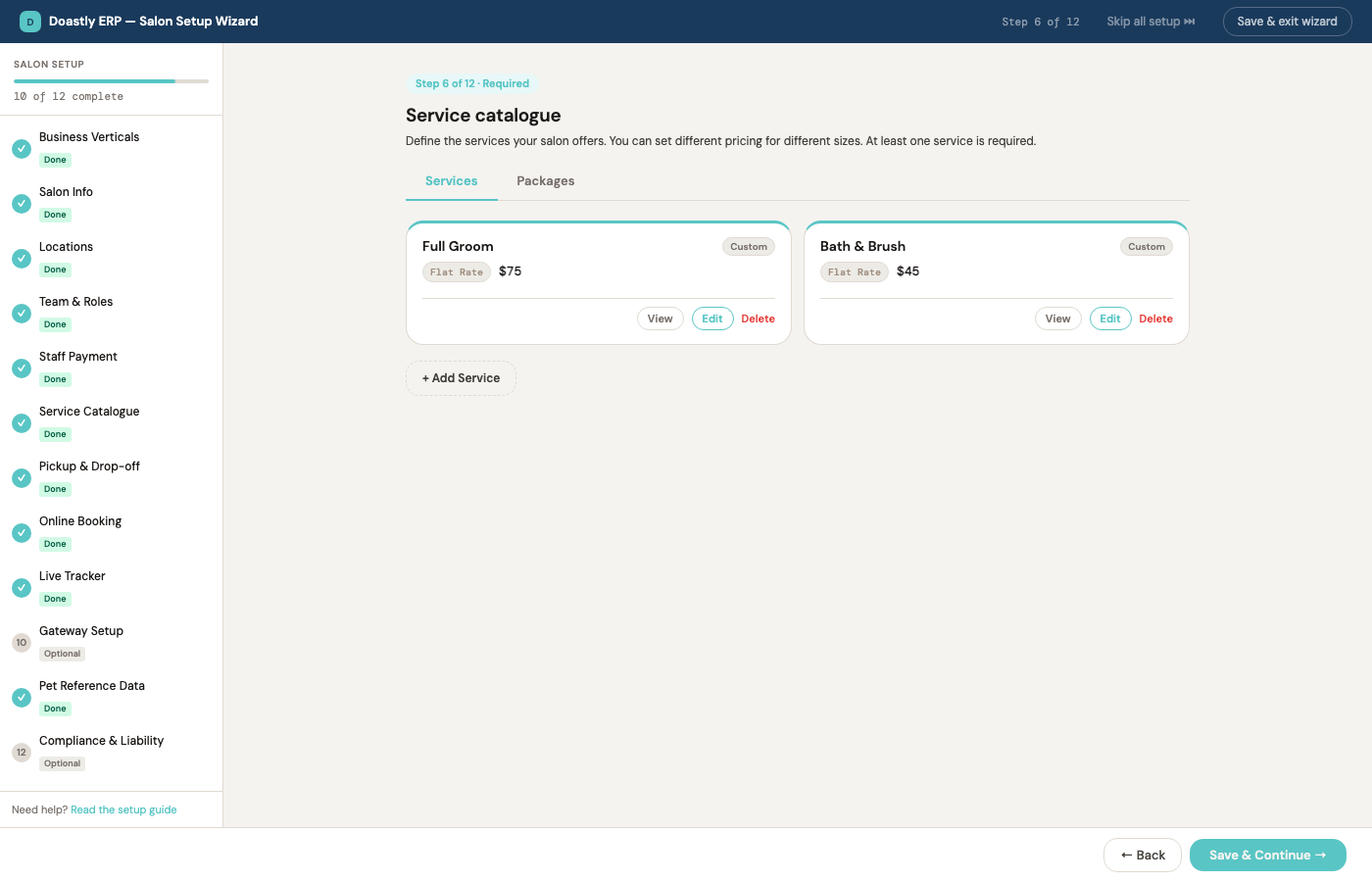Step 6 — building the service menu and pricing